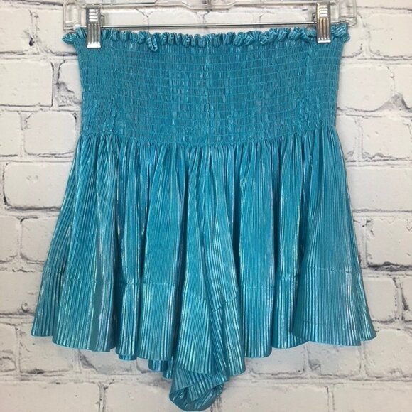 Queen Of Sparkles Swing Shorts Size S Blue Shimmer Iridescent - Picture 1 of 5